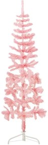 Albero Natale Artificiale Sottile A Metà E Supporto Rosa 180 Cm /