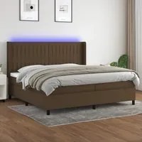 Letto a Molle Materasso e LED Marronescuro 200x200cm in Tessuto 3138504