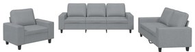 Set di divani 3 pz grigio chiaro in tessuto