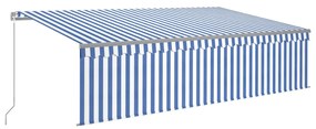 Tenda Sole Retrattile Manuale con Parasole 5x3m Blu e Bianco