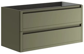 Mobile da bagno sospeso sotto lavabo L 99.5 x H 50 x P 45.5 cm verde salvia opaco, 2 cassetti TRATTO