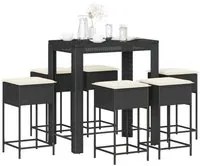 Set Bar da Giardino 7 pz con Cuscini in Polyrattan Nero 3261455