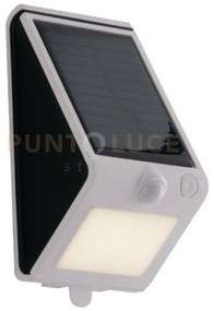 Applique led open bianca 3w 300lm 4000k con pannello solare e senso...