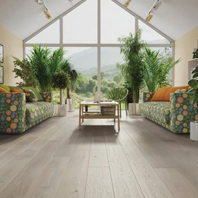 Parquet multistrato XL in grigio tortora verniciato e spazzolato natura sp. 14/2.5 mm 1.37 m²