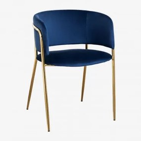 Confezione da 4 sedie da pranzo in velluto Nalon Blu & Dorato - Sklum