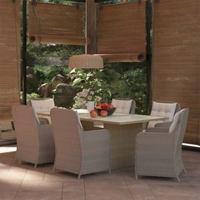 Set da pranzo da giardino 7 pz in polyrattan marrone