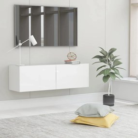 Mobile Porta Tv Bianco Lucido 100x30x30 Cm İn Legno Multistrato /