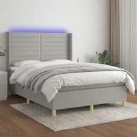 Letto a Molle Materasso e LED Grigio Chiaro 140x200 cm Tessuto 3138957