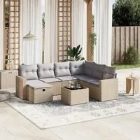 Set Divano da Giardino 8 pz con Cuscini Beige Misto Polyrattan 3263535