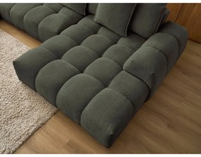 Divano angolare verde allungabile e con contenitore (penisola a sinistra/a U) con rivestimento in ciniglia Everest – Bobochic Paris