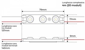 Catena da 20 moduli da 1.5W 12VDC, IP67 da 125lm/W Colore Bianco Freddo 5.700K