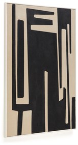 Kave Home - Quadro astratto Salmi in lino beige e nero 140 x 90 cm