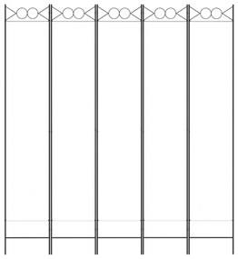 Divisorio a 5 pannelli bianco 200x220 cm tessuto