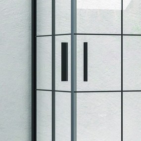 Kamalu - box doccia nero 100x70 con vetro a quadrati neri nico-b1000