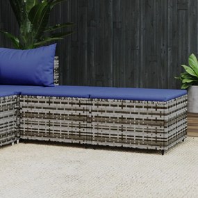 Poggiapiedi Da Giardino Con Cuscini 2 Pz İn Polyrattan Grigio /