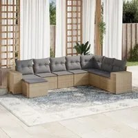 Set Divano da Giardino 8 pz con Cuscini Beige in Polyrattan 3222958