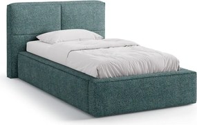 Letto singolo imbottito turchese con contenitore con rete inclusa 90x200 cm Darren – Micadoni