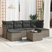 Set Divani da Giardino 7 pz con Cuscini Grigio in Polyrattan 3249859