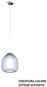 Sospensione ottone sat. 1 luce vetro beta blu 1176os-s1 beta-bl