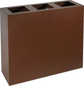 Pattumiera per Raccolta Differenziata 3 Scomparti Capacità 180 lt 90x30x80 cm in Acciaio Corten...