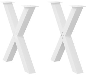 Gambe Tavolo Pranzo A Forma X 2 Pz Bianco 80x(72-73) Cm Acciaio /