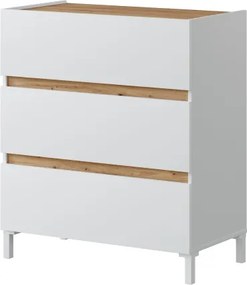 Cassettiera A 3 Cassetti 80x41x90 Design Moderno Tempus Bianca E Rovere Nodi