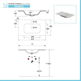 Mobile bagno da terra 80 cm linea Way rovere chiaro con specchio e lavabo