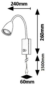Rabalux 6720 - Luce Spot da parete MIKA 1xGU10/25W/230V