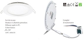 Faretti Incasso Logan Alluminio Bianco Led Integrato 24W 3000K Ip20