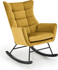 Poltrona a dondolo Bazalto in velluto senape - H92 cm