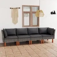 Divano da Giardino a 4 Posti con Cuscini Grigio in Polyrattan 3059708