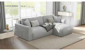 Divano angolare grigio chiaro in velluto (variabile) Lorine - Ropez