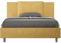 Letto una piazza e mezza rivestito in Microfibra - ANTEA Dimensione Rete: 130x200, Colore: Giallo, Tipologia Letto: Con Rete