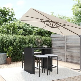 Set Bar da Giardino 5 pz con Cuscini in Polyrattan Nero