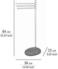 WENKO 19493100 - Portasciugamani PEBBLE STONE 38x84 cm, cromo lucido/grigio