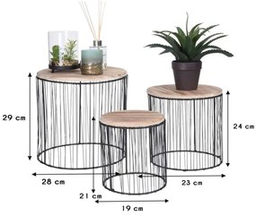 SET 3x Portafiori diametro 19/23/28 cm nero/beige