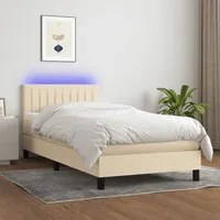 Letto a Molle con Materasso e LED Crema 80x200 cm in Tessuto cod mxl 56206