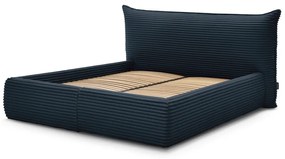 Letto matrimoniale in blu scuro imbottito con spazio contenitivo con griglia inclusa 180x200 cm Jade – Bobochic Paris