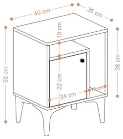 Comodino NUNO 55x40 cm quercia zaffiro
