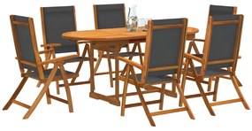 Set pranzo da giardino 7pz legno massello di acacia e textilene