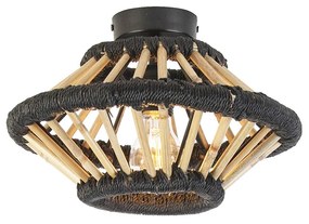 Plafoniera rustica in bambù con nero 30 cm - Evalin