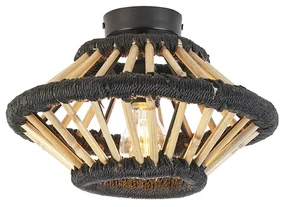 Plafoniera rustica in bambù con nero 30 cm - Evalin