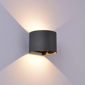Applique LED moderno da esterno Davos Round doppia luce grigio IP54, luce bianco naturale 91.6 lumen, MANTRA