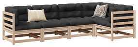 Set divani da giardino 5 pz in legno massello di pino