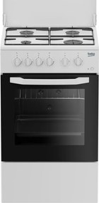 Beko Cucina CSS42014FW, (LxDxA) 50x50x85, Bianca, Forno elettrico statico, piano cottura a gas 4 zone, Coperchio in metallo. Tipo di prodotto: