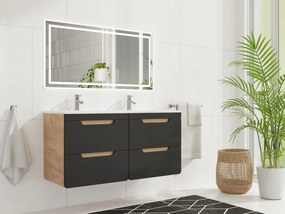 Mobile sotto lavabo sospeso Naturale e Antracite 120 cm - ARUBA