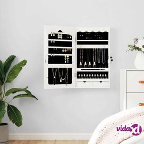 vidaXL Armadio Portagioie con Specchio a Muro Bianco 37,5x10x67 cm