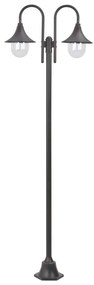 Lampione Da Giardino E27 220 Cm İn Alluminio 2 Lampade Bronzo /