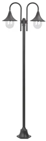 Lampione Da Giardino E27 220 Cm İn Alluminio 2 Lampade Bronzo /