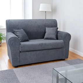 Divano 2 posti 127 cm in tessuto con cuscini Grigio